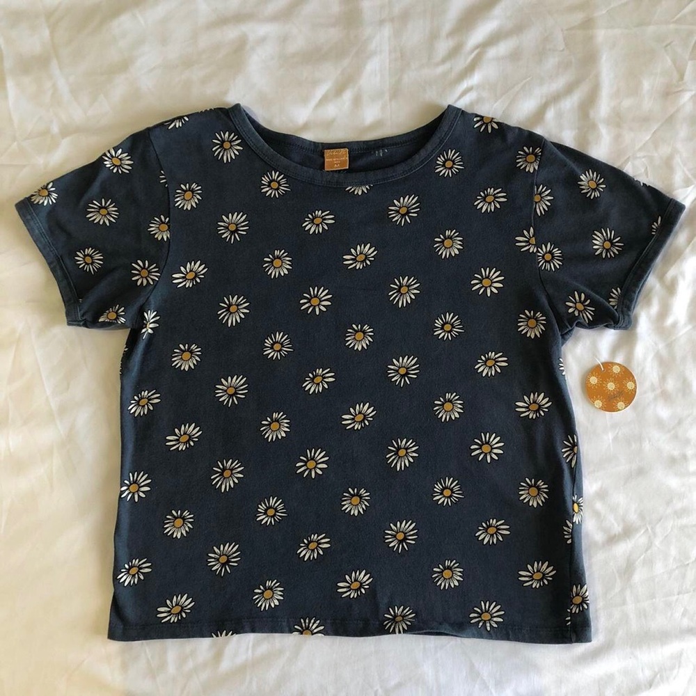 Blue Shirt with Sunflowers